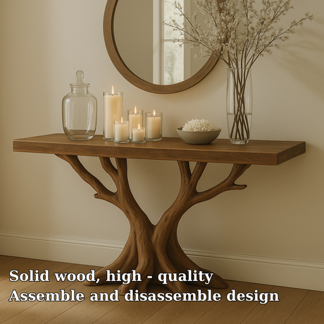 Handcrafted Solid Wood Console Table – Sculptural Tree Branch Base for Modern Natural Interiors