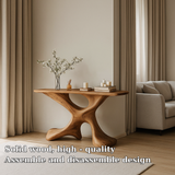 Handcrafted Solid Wood Console Table – Modern Sculptural X-Form Design for Contemporary Homes