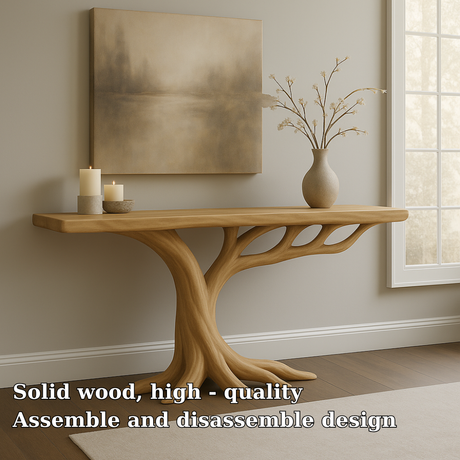 Handcrafted Solid Wood Console Table – Sculptural Branch Base for Modern Interiors