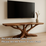 Handcrafted Solid Wood TV Stand – Modern Organic Design with Tree Branch Inspired Base