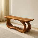 Handcrafted Solid Wood Bench – Modern Organic Flow Design for Contemporary Natural Interiors