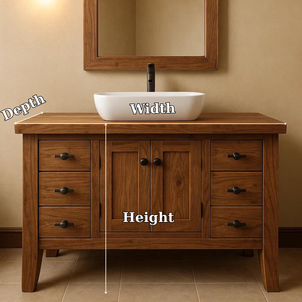 Handcrafted Solid Wood Bathroom Vanity – Classic Double Door Sink Cabinet