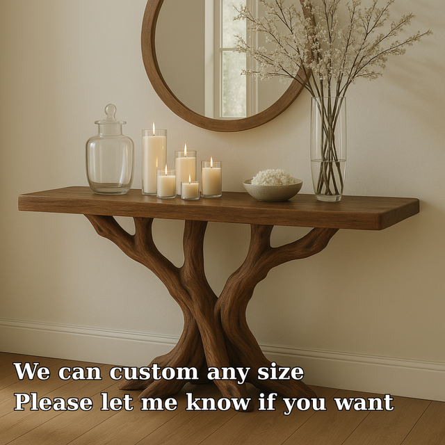 Handcrafted Solid Wood Console Table – Organic Root Design with Natural Sculptural Elegance