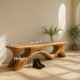 Handcrafted Solid Wood Bench – Sculptural Organic Design with Modern Flowing Curves