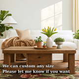 Handcrafted Solid Wood Coffee Table – Rustic Farmhouse Design with Drawers and Open Shelf