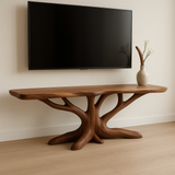 Handcrafted Solid Wood TV Stand – Modern Organic Design with Tree Branch Inspired Base