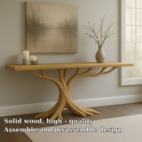 Handcrafted Solid Wood Console Table – Modern Organic Design with Root-Inspired Base