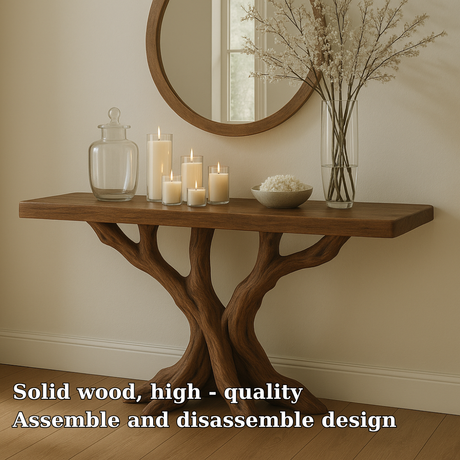 Handcrafted Solid Wood Console Table – Organic Root Design with Natural Sculptural Elegance