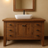 Handcrafted Solid Wood Bathroom Vanity – Classic Double Door Sink Cabinet