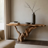 Handcrafted Solid Wood Console Table – Live Edge Root Design for Modern Organic Interiors