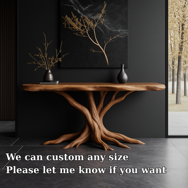 Handcrafted Solid Wood Console Table – Root-Inspired Organic Design for Luxury Living Spaces