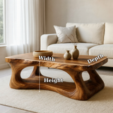 Handcrafted Solid Wood Coffee Table with Organic Sculptural Base, Modern Natural Center Table for Living Room, Luxury Artisan Wooden Furniture