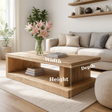 Handcrafted Solid Wood Coffee Table – Minimalist Design with Open Storage for Modern Living