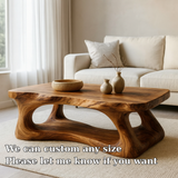 Handcrafted Solid Wood Coffee Table with Organic Sculptural Base, Modern Natural Center Table for Living Room, Luxury Artisan Wooden Furniture