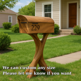 Handcrafted Solid Wood Mailbox with Sculptural Base – Luxury Outdoor Post Box