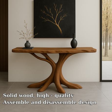 Handcrafted Solid Wood Console Table – Modern Organic Tree Form Design for Elegant Interiors