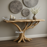 Handcrafted Solid Wood Console Table – Light Oak Tree Branch Design for Modern Organic Interiors