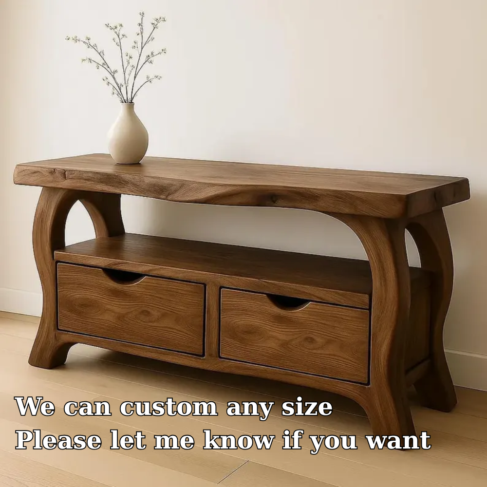 Handcrafted Solid Wood TV Stand with Drawers – Modern Organic Media Console