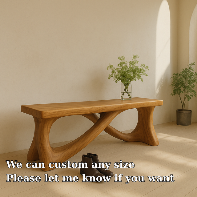 Handcrafted Solid Wood Bench – Modern Organic Design with Elegant Curved Sculptural Form
