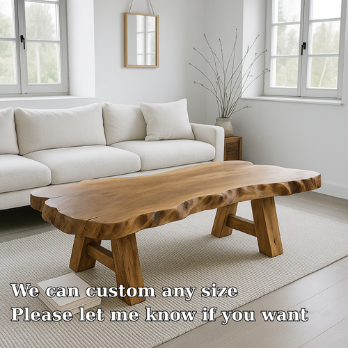 Handcrafted Solid Wood Coffee Table – Live Edge Natural Design for Modern Rustic Interiors