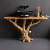 Handcrafted Solid Wood Bathroom Vanity with Tree Root Base – Natural Organic Modern Design