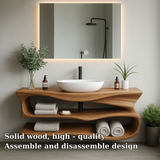 Handcrafted Solid Wood Floating Vanity – Modern Sculptural Bathroom Sink Shelf