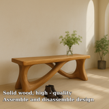 Handcrafted Solid Wood Bench – Modern Organic Design with Elegant Curved Sculptural Form