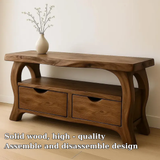 Handcrafted Solid Wood TV Stand with Drawers – Modern Organic Media Console