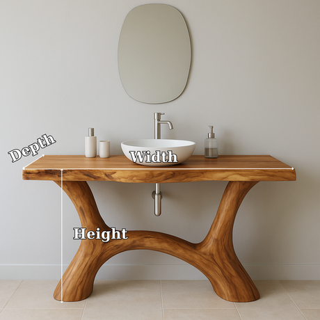 Handcrafted Solid Wood Bathroom Vanity – Modern Organic Form with Sculptural Curved Base