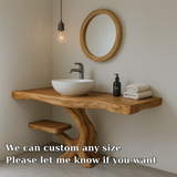 Handcrafted Solid Wood Bathroom Vanity – Organic Modern Design with Live Edge Detailing
