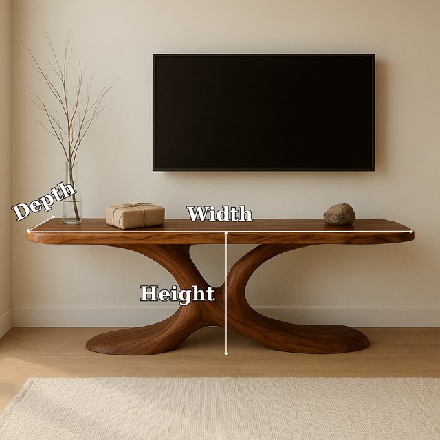Handcrafted Solid Wood TV Stand – Minimal Organic Design with Sculptural Modern Aesthetic