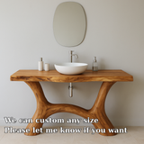 Handcrafted Solid Wood Bathroom Vanity – Modern Organic Form with Sculptural Curved Base