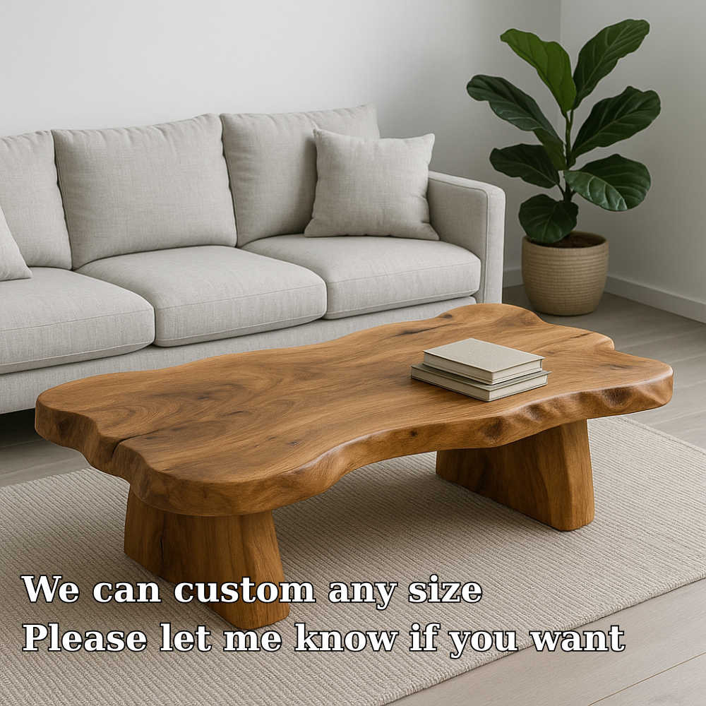 Handcrafted Solid Wood Coffee Table – Live Edge Natural Design for Modern Minimal Interiors