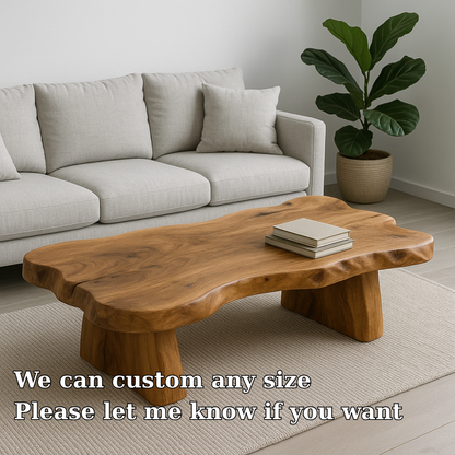 Handcrafted Solid Wood Coffee Table – Live Edge Natural Design for Modern Minimal Interiors