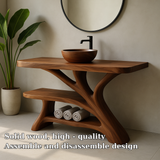 Handcrafted Solid Wood Bathroom Vanity – Modern Organic Design with Sculptural Branch Base