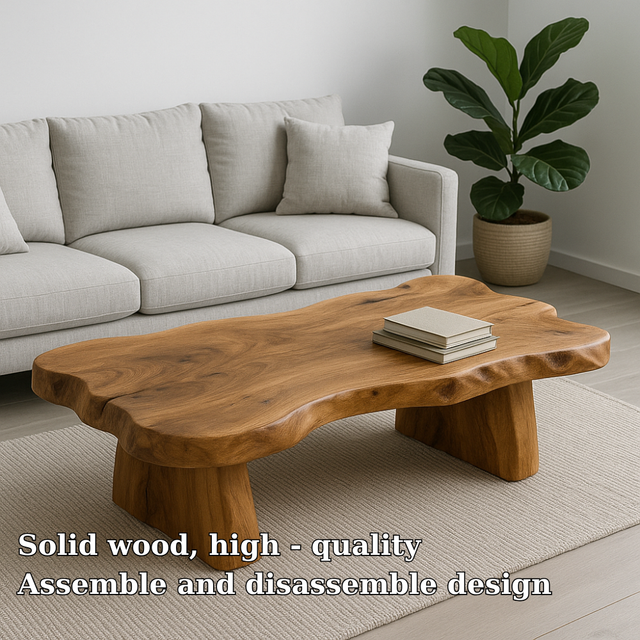 Handcrafted Solid Wood Coffee Table – Live Edge Natural Design for Modern Minimal Interiors