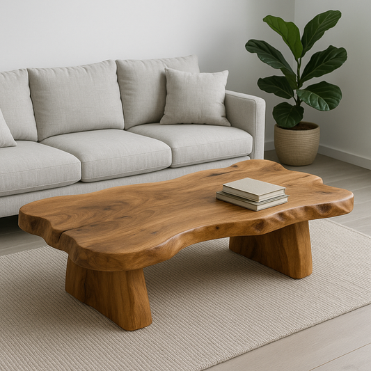 Handcrafted Solid Wood Coffee Table – Live Edge Natural Design for Modern Minimal Interiors