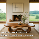 Handcrafted Solid Wood Coffee Table with Flowing Organic Design – Modern Sculptural Centerpiece
