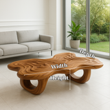 Handcrafted Solid Wood Coffee Table – Sculpted Organic Ripple Design