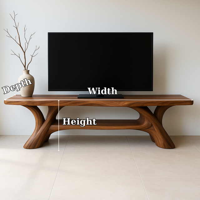 Handcrafted Solid Wood TV Stand – Sculptural Modern Design with Organic Smooth Form