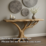 Handcrafted Solid Wood Console Table – Light Oak Tree Branch Design for Modern Organic Interiors