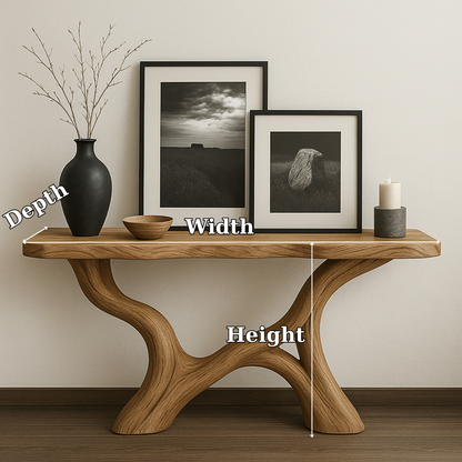 Handcrafted Solid Wood Console Table with Sculptural Organic Base – Modern Natural Furniture