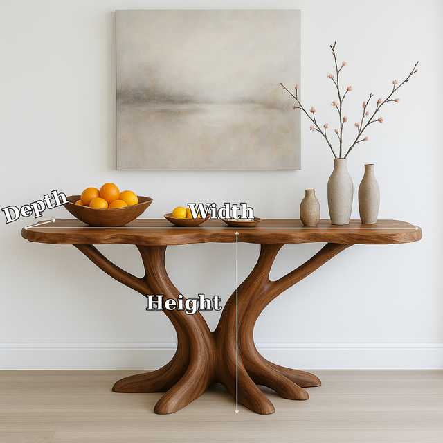 Handcrafted Solid Wood Console Table – Twin Trunk Organic Design for Modern Living Spaces