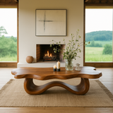 Handcrafted Solid Wood Coffee Table with Flowing Organic Design – Modern Sculptural Centerpiece