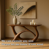 Handcrafted Solid Wood Console Table with Sculptural Flow Design – Modern Organic Art