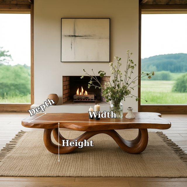 Handcrafted Solid Wood Coffee Table with Organic Curved Base – Modern Natural Centerpiece