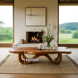Handcrafted Solid Wood Coffee Table with Organic Curved Base – Modern Natural Centerpiece