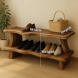 Handcrafted Solid Wood Bench with Double Shelves – Rustic Entryway Organizer for Modern Homes