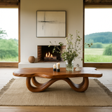 Handcrafted Solid Wood Coffee Table with Organic Curved Base – Modern Natural Centerpiece