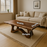 Handcrafted Solid Wood Coffee Table with Organic Flow Design – Modern Minimalist Style